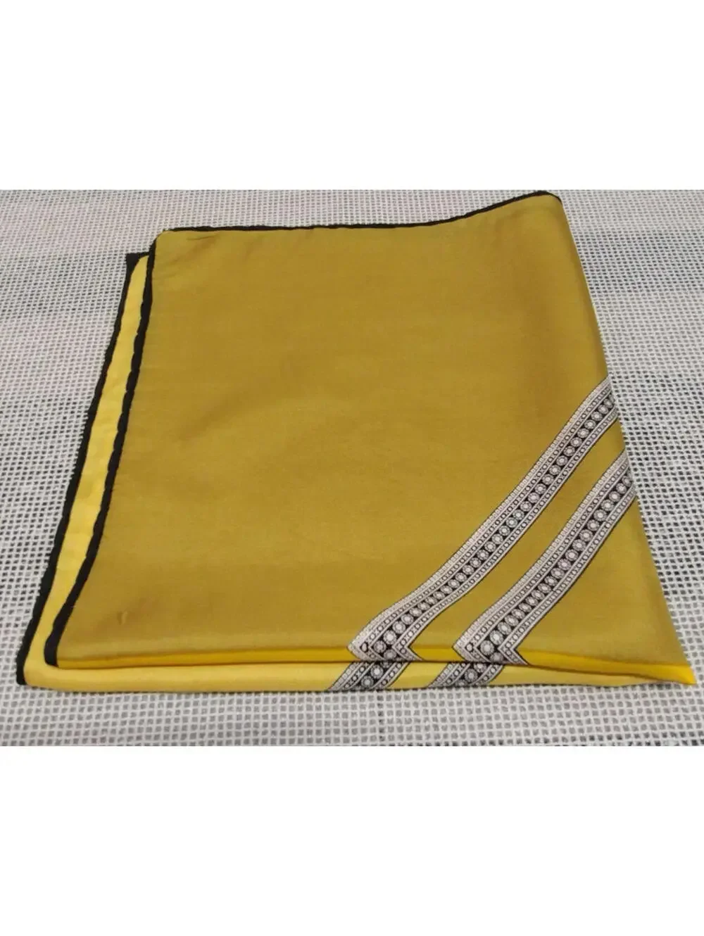 1950s Mid Century Men's Silk Scarf Square Diamond Mustard Rockabilly Neck Scarf